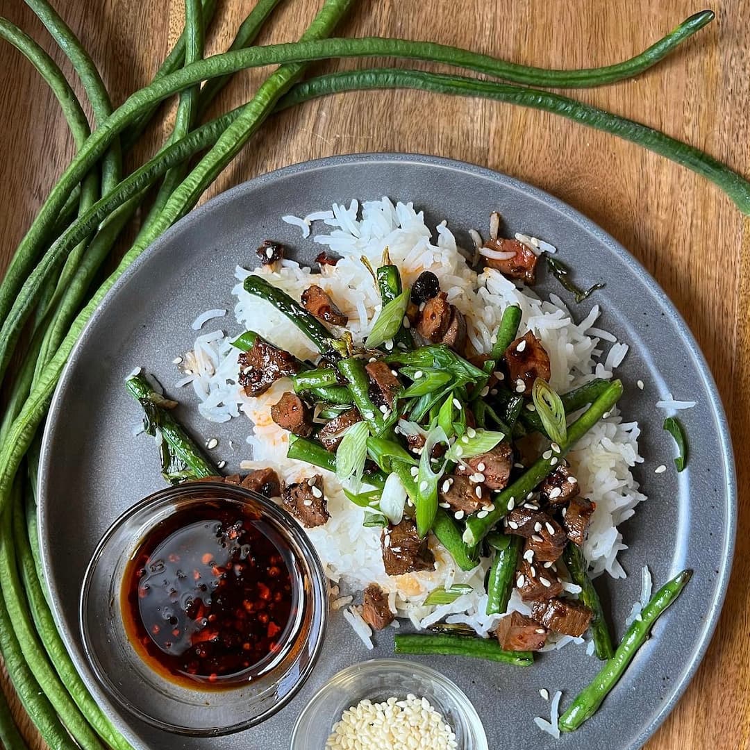 Long Bean Rice with Beef Heart