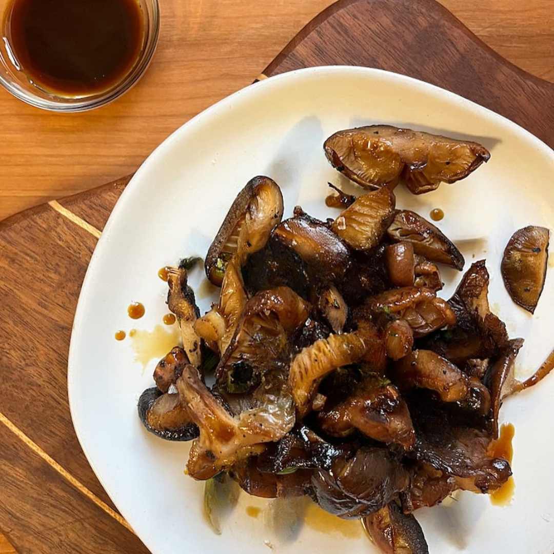 Saut&eacute;ed Shiitakes with Soy Sauce, Maple Syrup, and Rice Vinegar